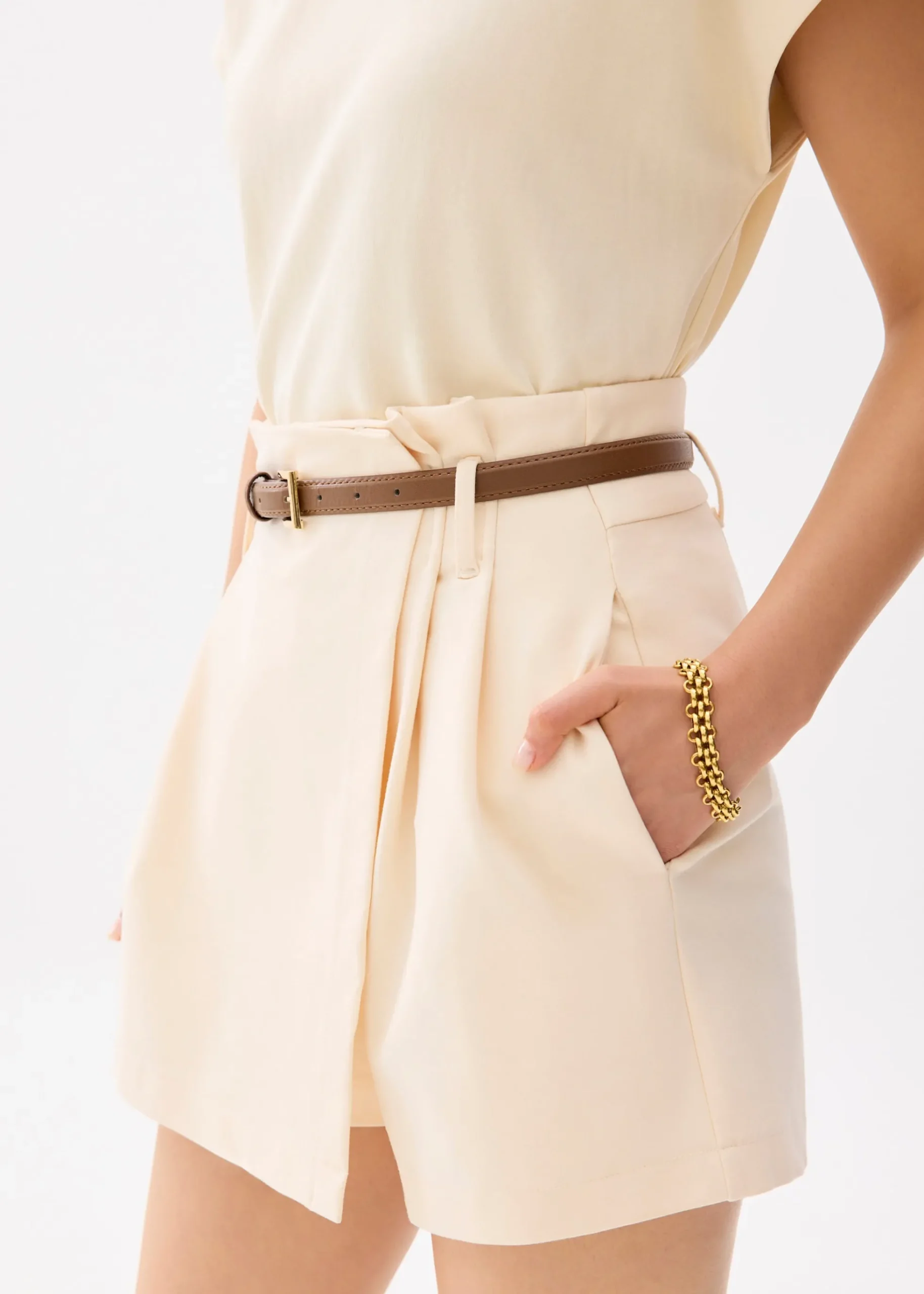 Belted A-line Skort