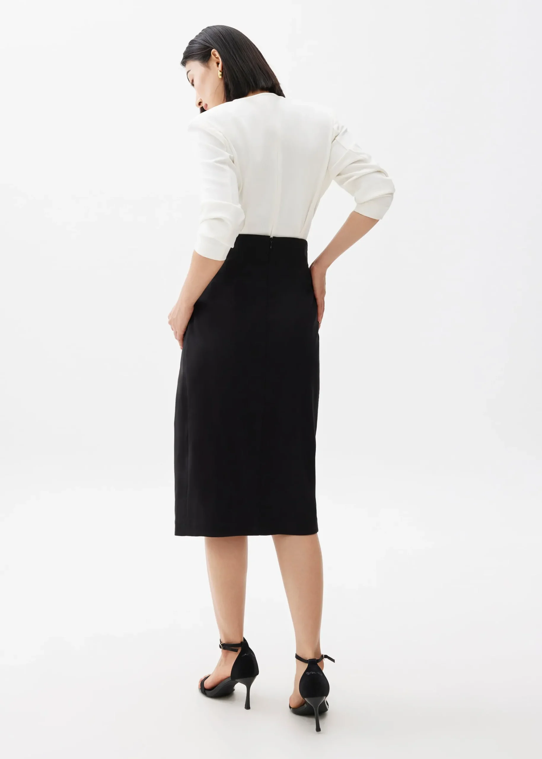Belted Front Wrap Column Midi Skirt