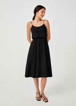 Bess Tie Back Textured Midi Dress