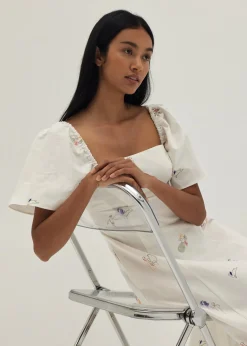 Bexley Embroidered Panelled Fit & Flare Dress in Humble Abode