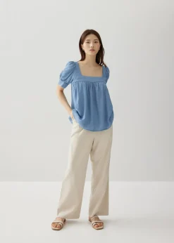 Blanche Chambray Babydoll Blouse
