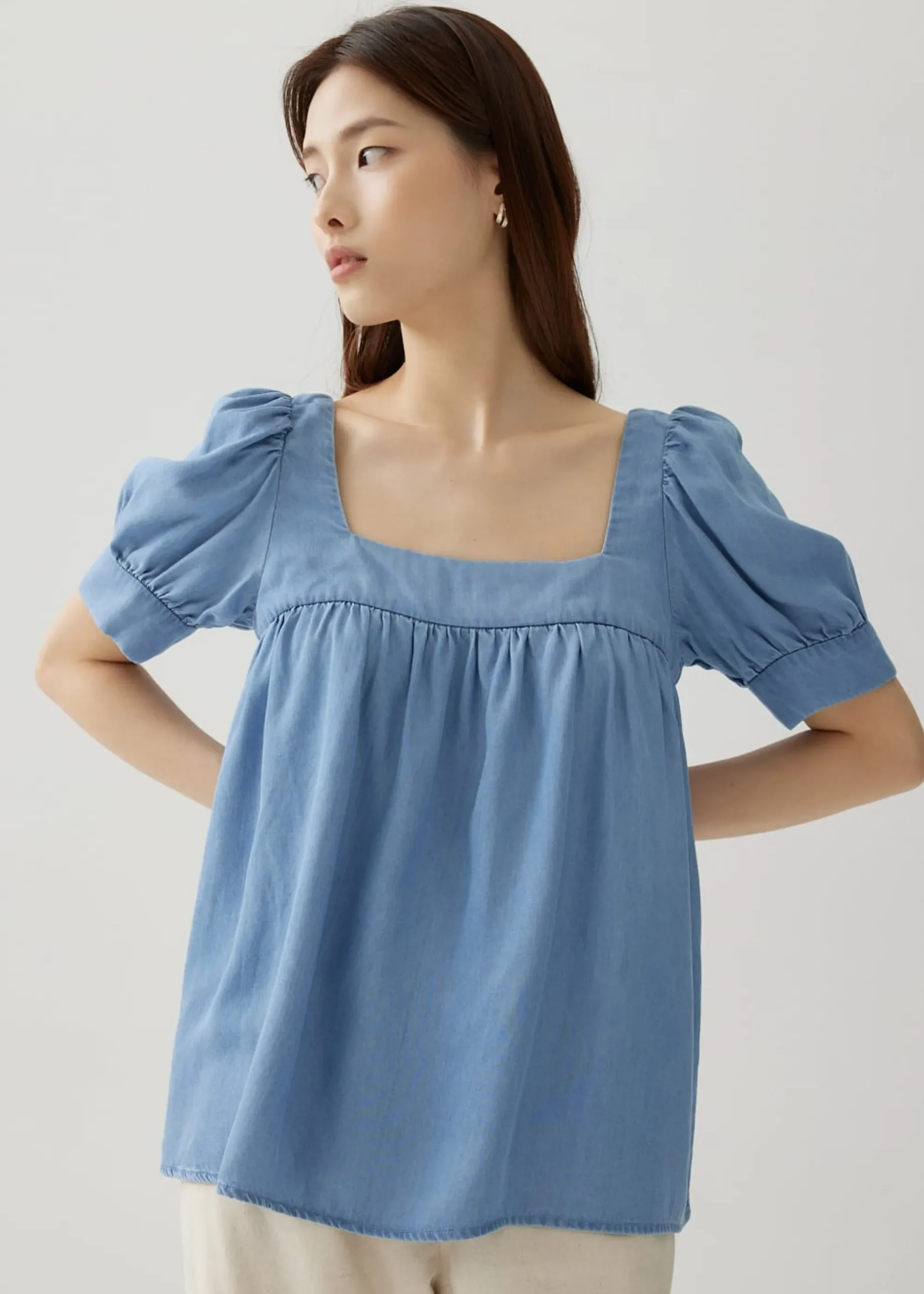 Blanche Chambray Babydoll Blouse