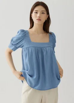 Blanche Chambray Babydoll Blouse