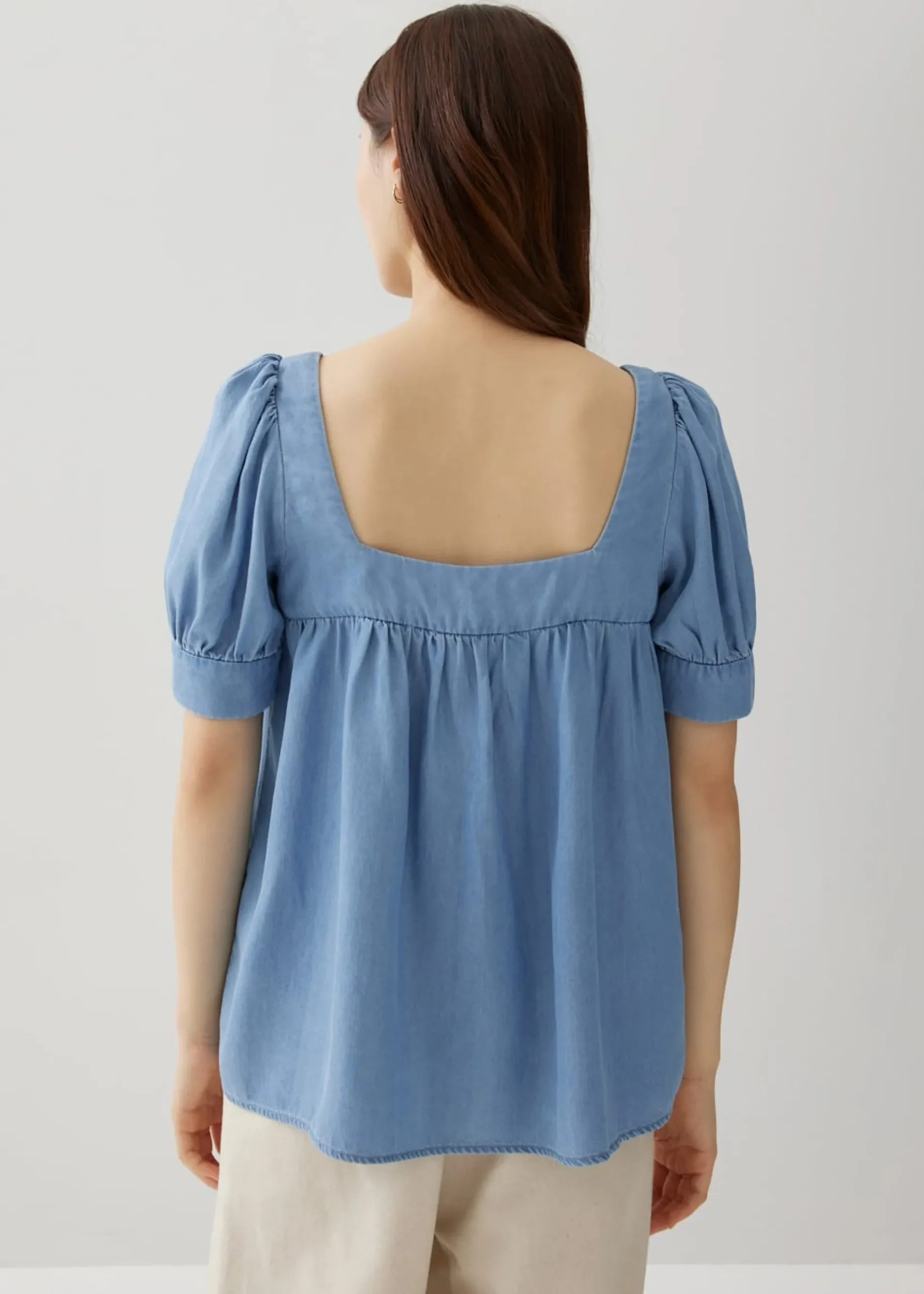 Blanche Chambray Babydoll Blouse