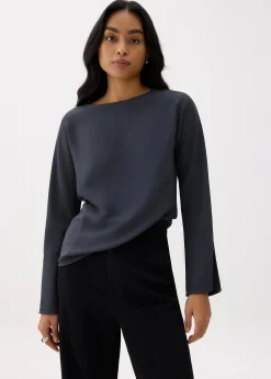 Boat Neck Batwing Blouse