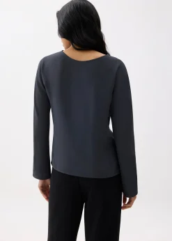 Boat Neck Batwing Blouse