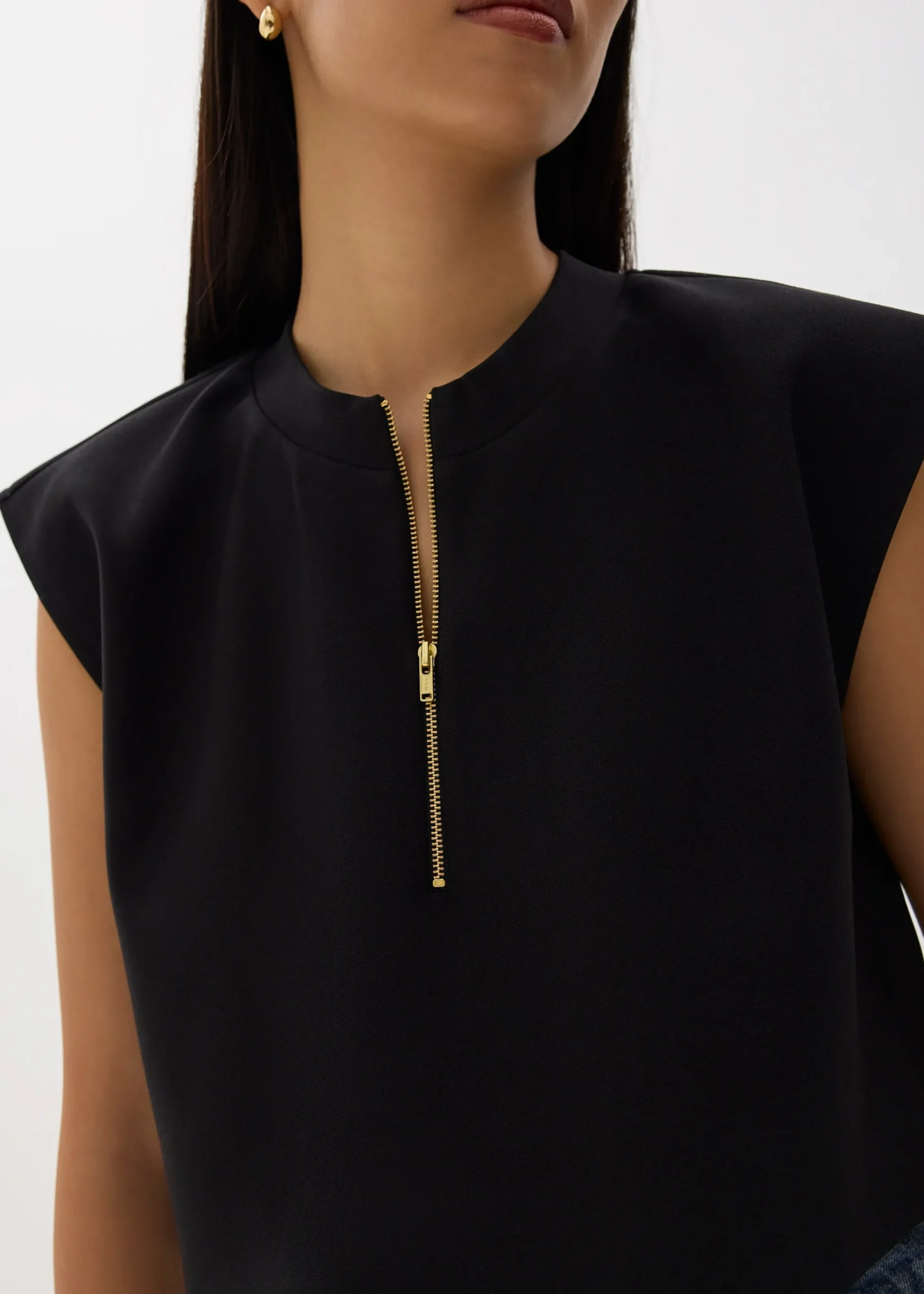 Boxy Front Zip Crop Top