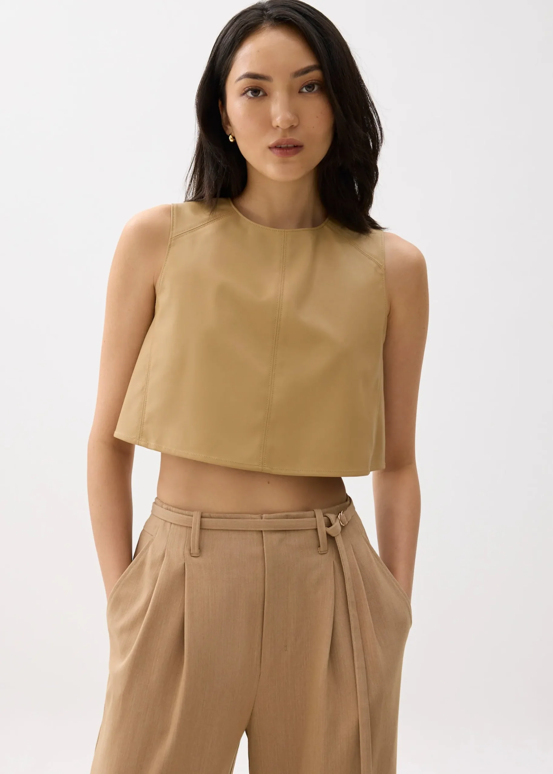 Boxy Vegan Leather Crop Top
