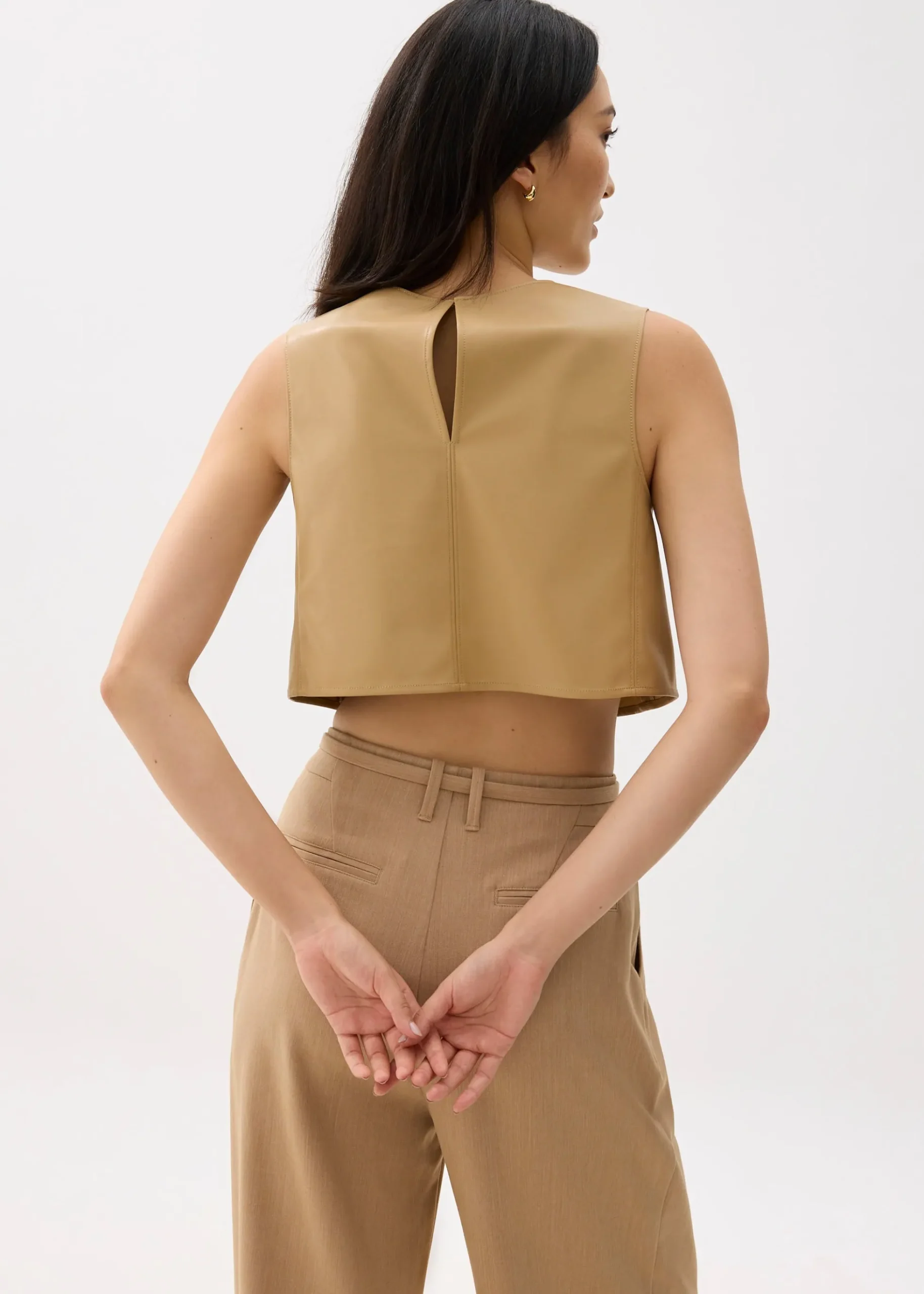 Boxy Vegan Leather Crop Top