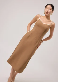 BraFree by LB Contrast Piping Sweetheart Column Midaxi Dress