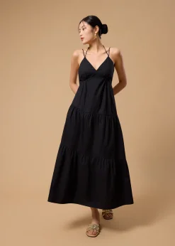 BraFree by LB Cotton Fit & Flare Tiered Midaxi Dress