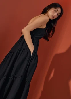 BraFree by LB Cotton Fit & Flare Tiered Midaxi Dress