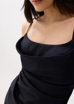 BraFree by LB Esme Satin Column Drape Midi Dress