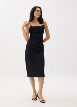 BraFree by LB Esme Satin Column Drape Midi Dress
