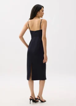 BraFree by LB Esme Satin Column Drape Midi Dress