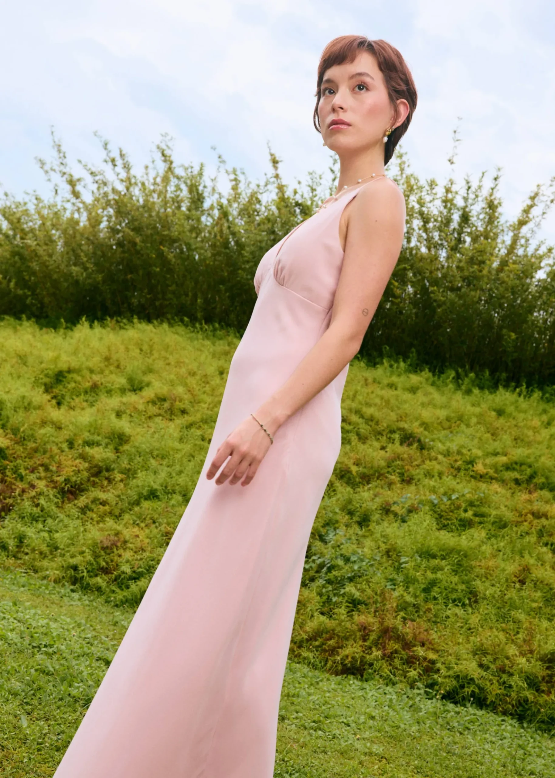 BraFree by LB Georgette V-Neck Bias Cut Midaxi Dress