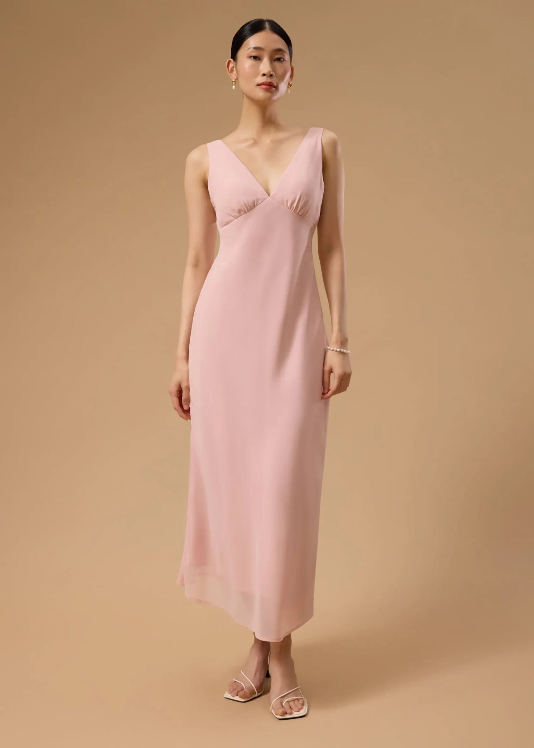 BraFree by LB Georgette V-Neck Bias Cut Midaxi Dress