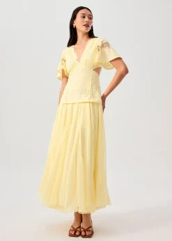 BraFree by LB Lace V-Neck Bell Sleeve Fit & Flare Maxi Dress