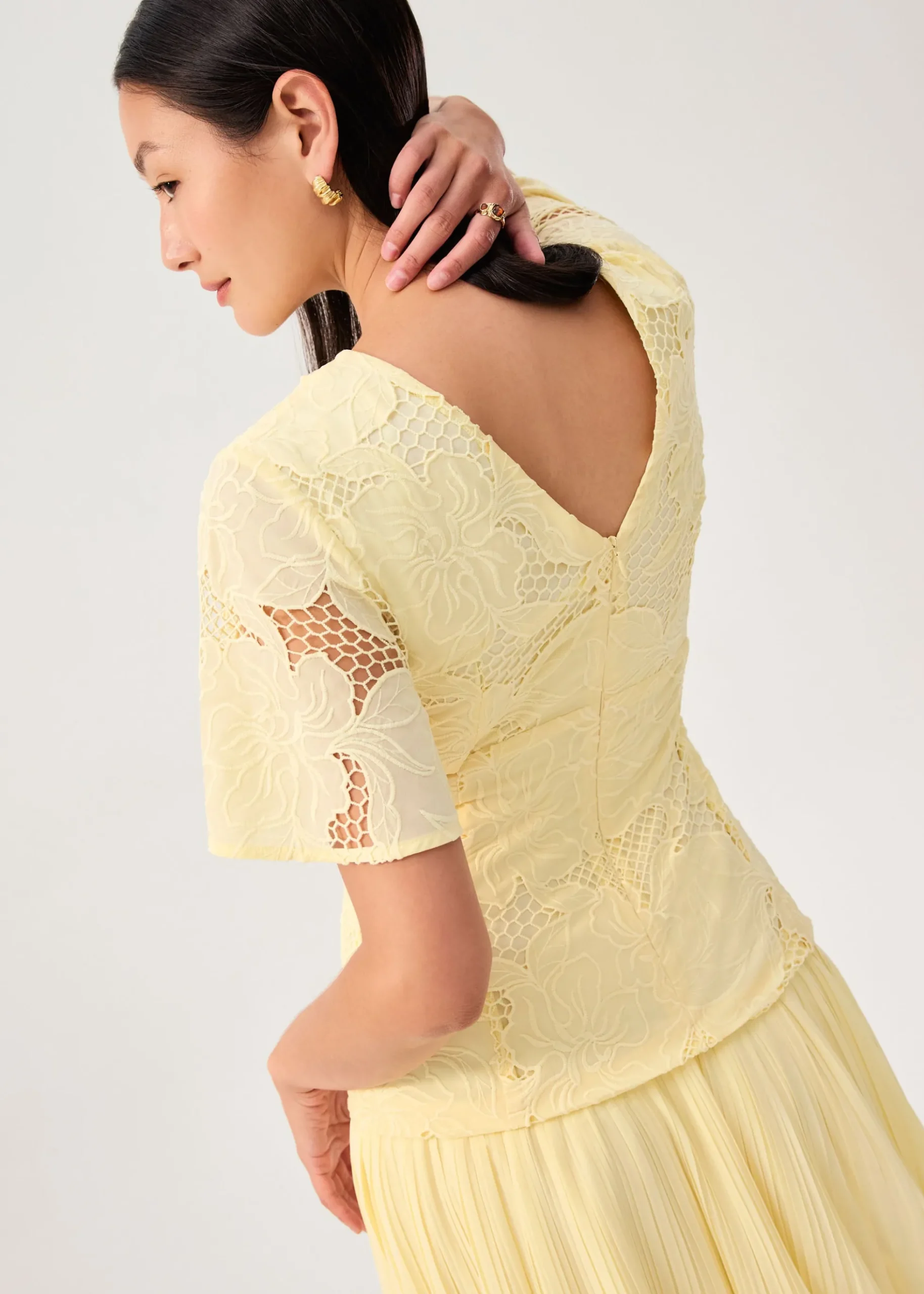 BraFree by LB Lace V-Neck Bell Sleeve Fit & Flare Maxi Dress