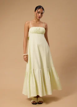 BraFree by LB Pinstripe Seersucker Multi-way Fit & Flare Maxi Dress