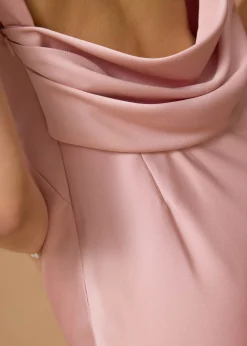 BraFree by LB Satin Cowl Neck Bias Cut Maxi Dress