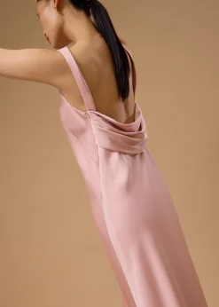 BraFree by LB Satin Cowl Neck Bias Cut Maxi Dress