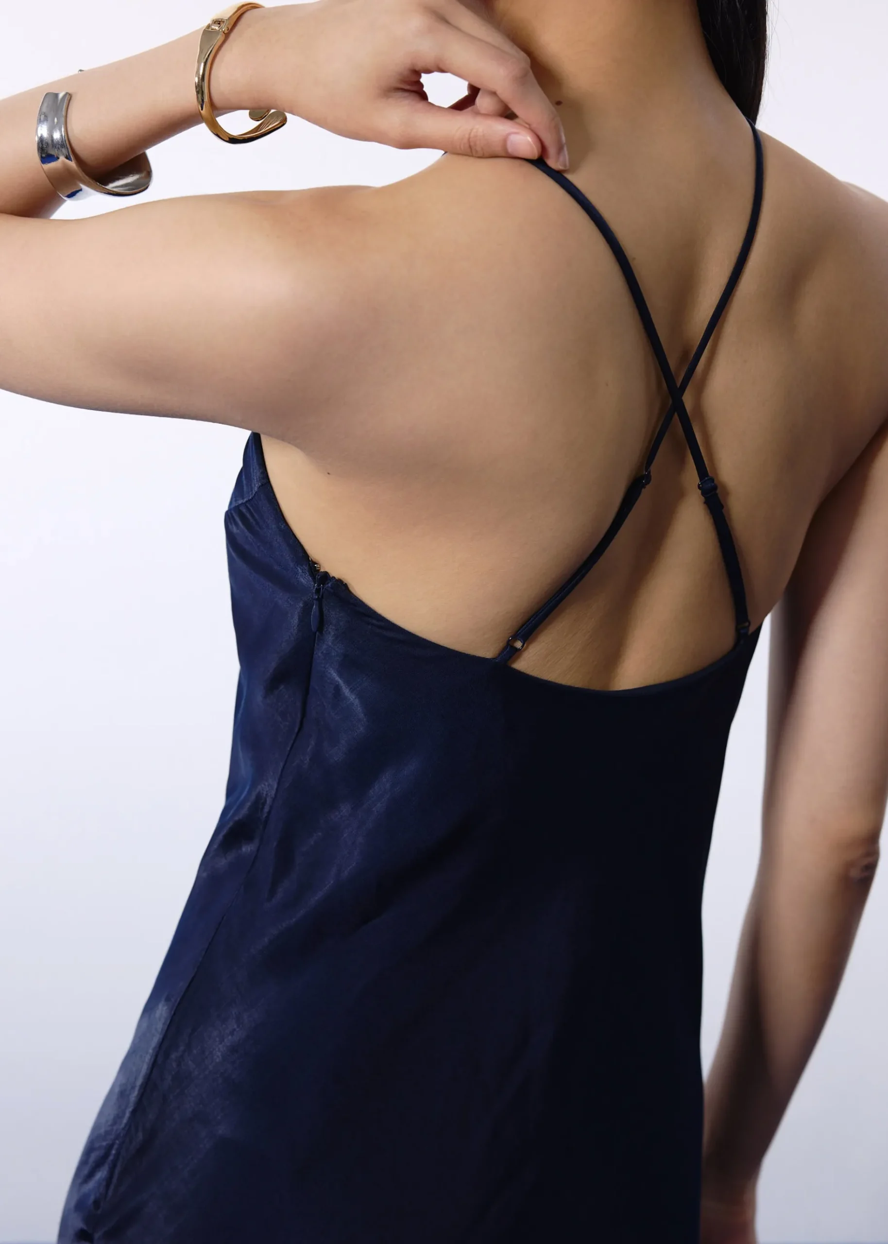 BraFree by LB Satin Halter Bias Cut Maxi Dress