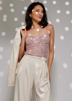 BraFree by LB Sequin V-neck Bustier Top