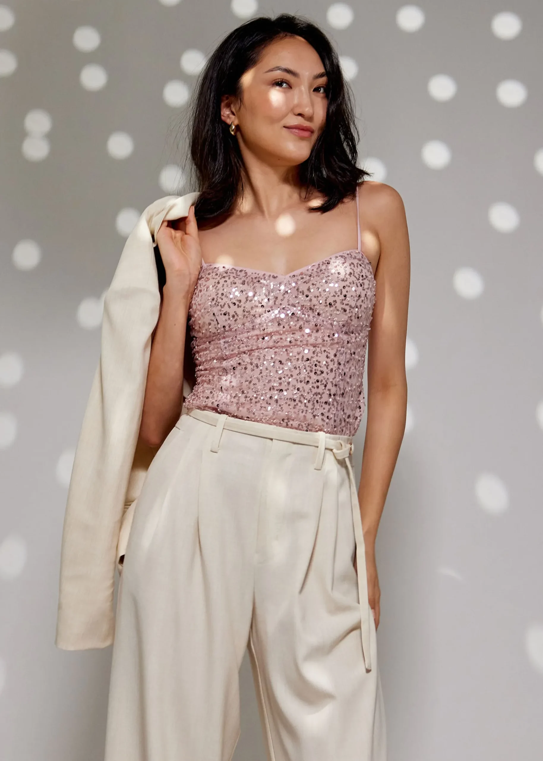 BraFree by LB Sequin V-neck Bustier Top
