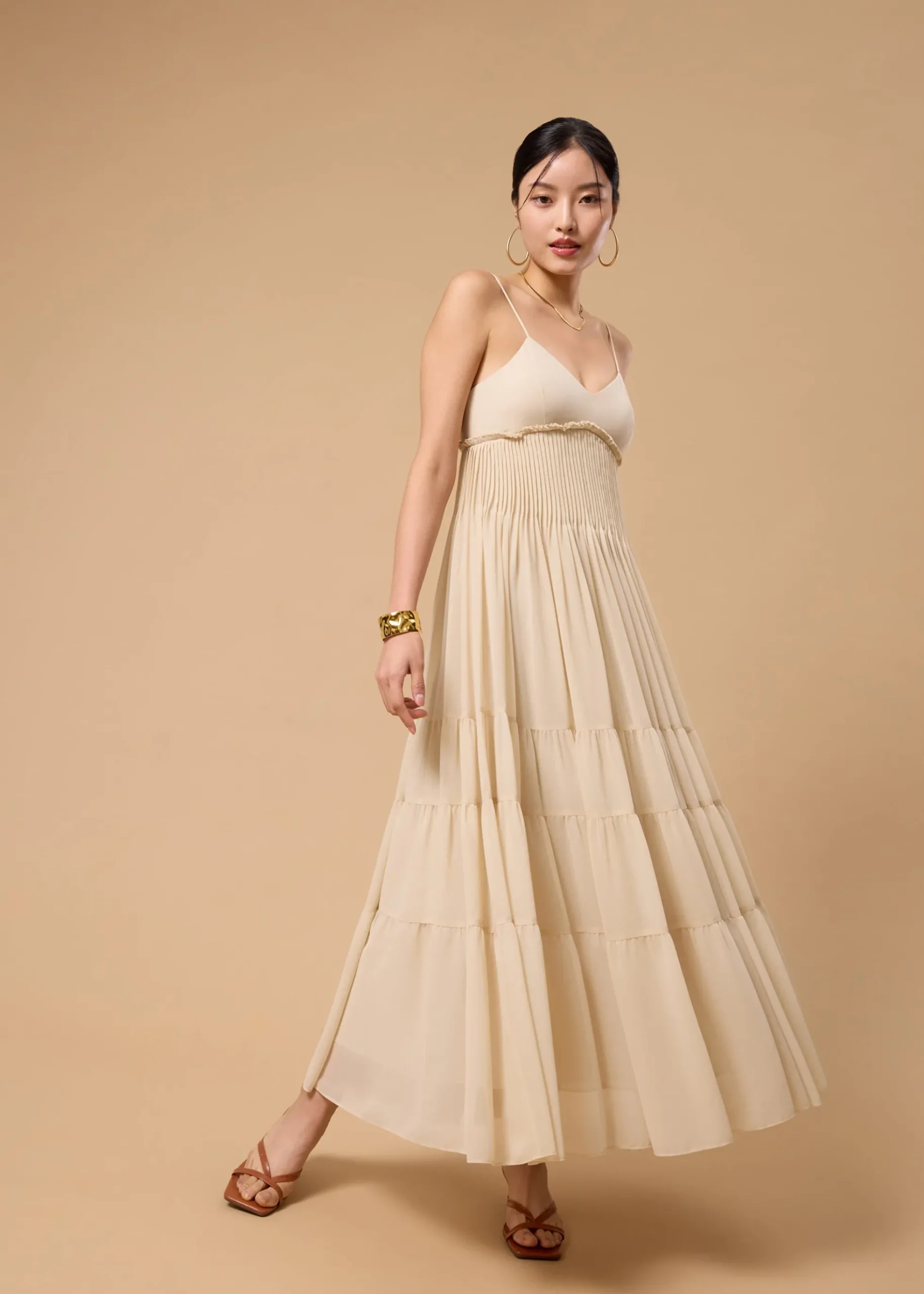 BraFree by LB Sheer Fit & Flare Floor Length Dress