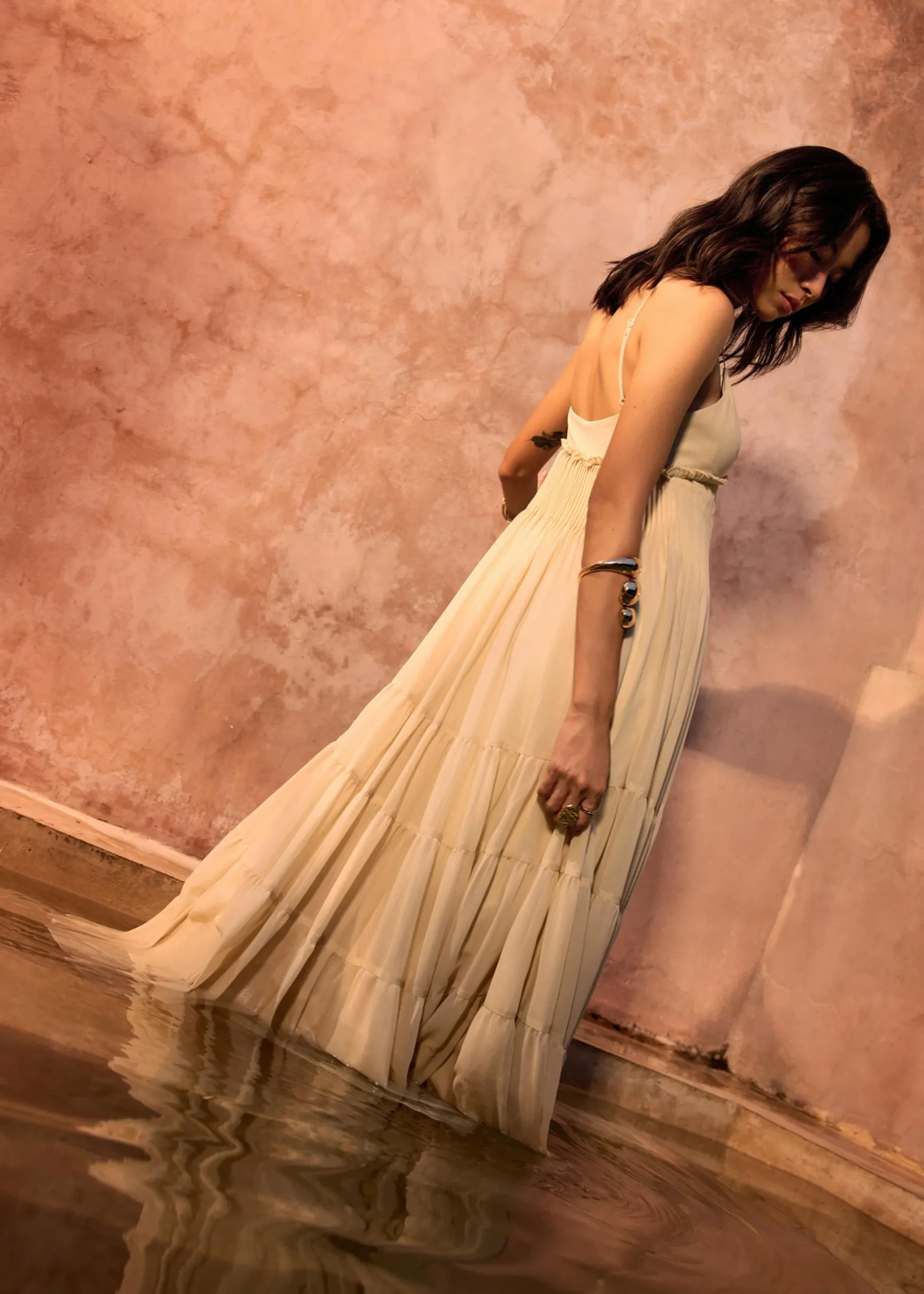 BraFree by LB Sheer Fit & Flare Floor Length Dress