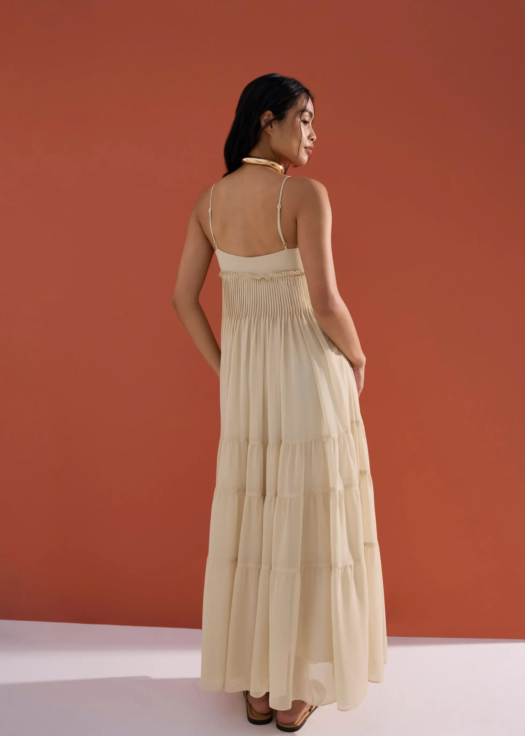 BraFree by LB Sheer Fit & Flare Floor Length Dress