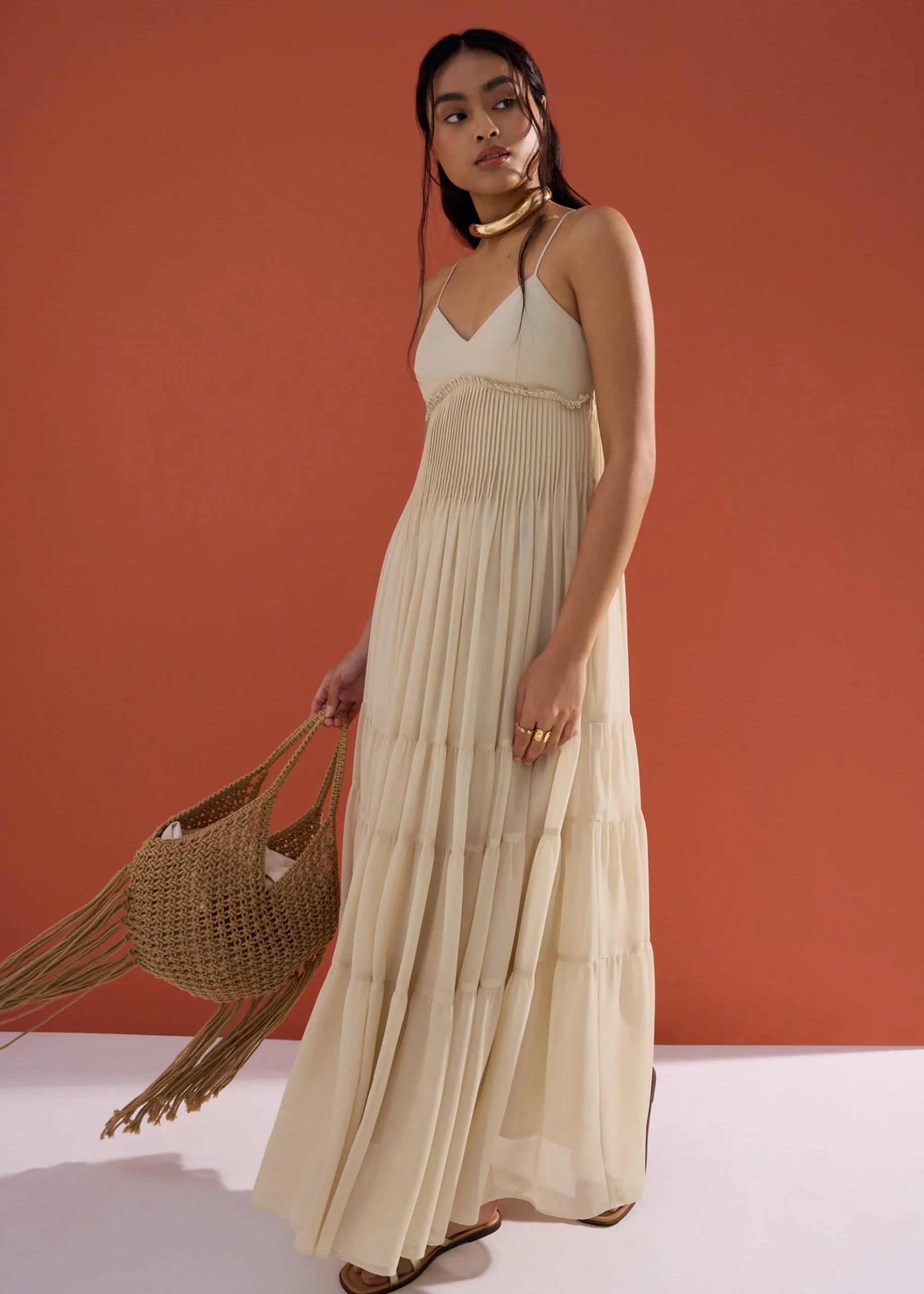 BraFree by LB Sheer Fit & Flare Floor Length Dress