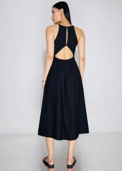 BraFree by LB Textured Cut Out Elastic Fit & Flare Midaxi Dress