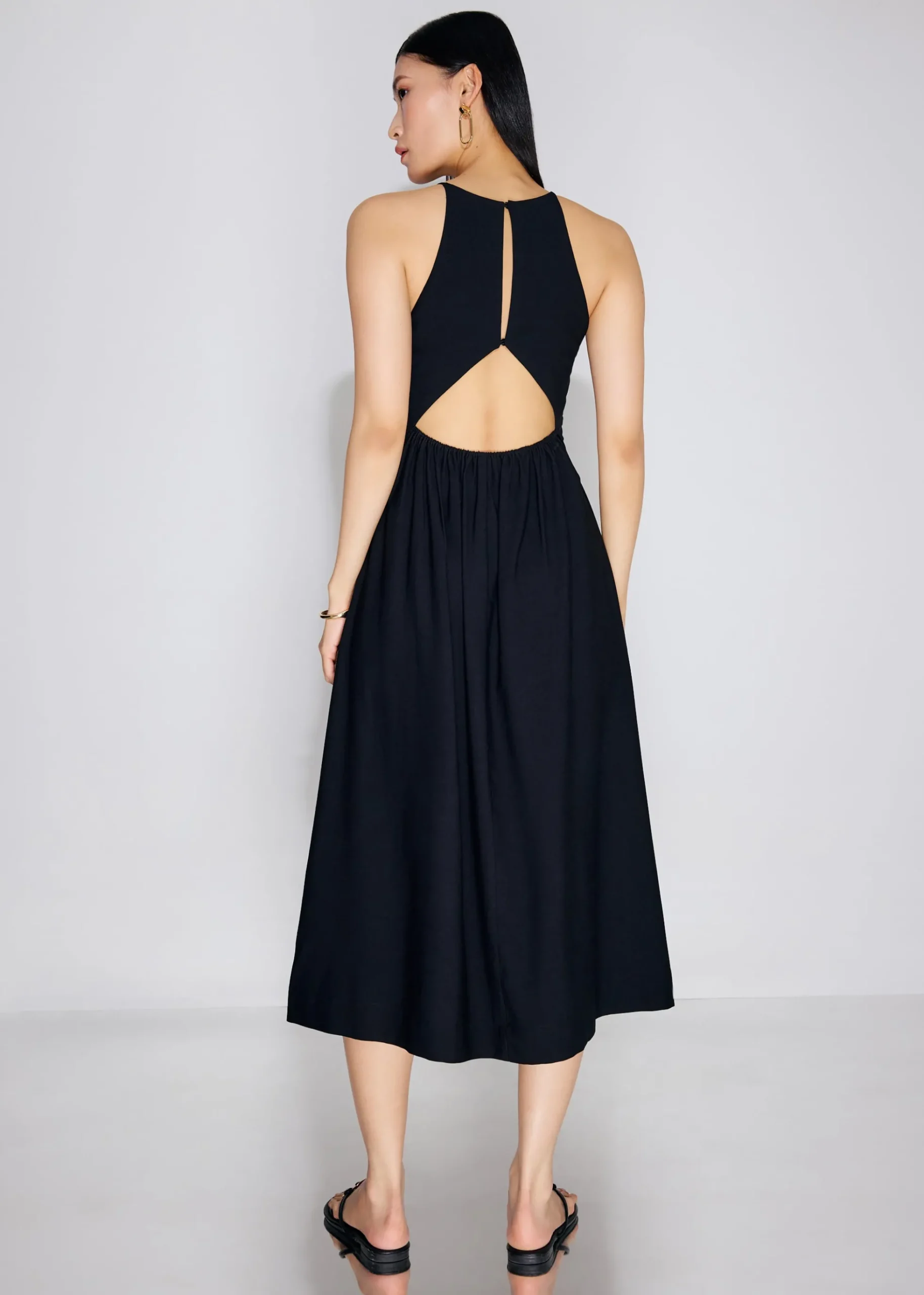 BraFree by LB Textured Cut Out Elastic Fit & Flare Midaxi Dress
