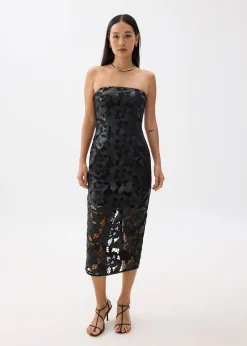 BraFree by LB Vegan Leather Lace Tube Midaxi Dress