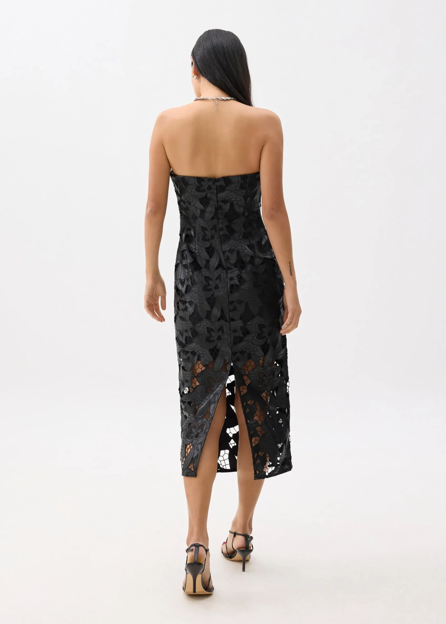 BraFree by LB Vegan Leather Lace Tube Midaxi Dress