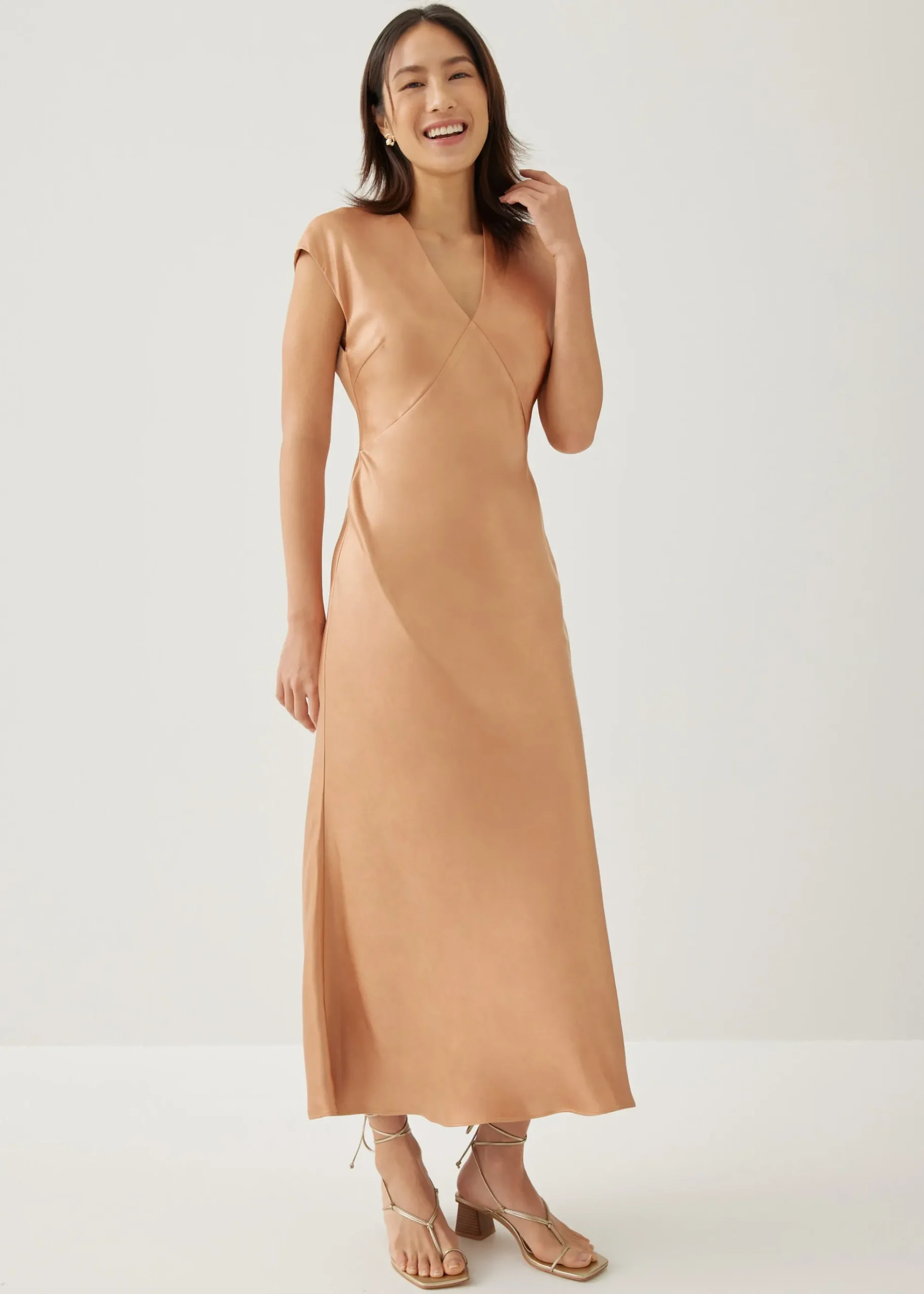 Brenda Satin Bias Cut Midaxi Dress