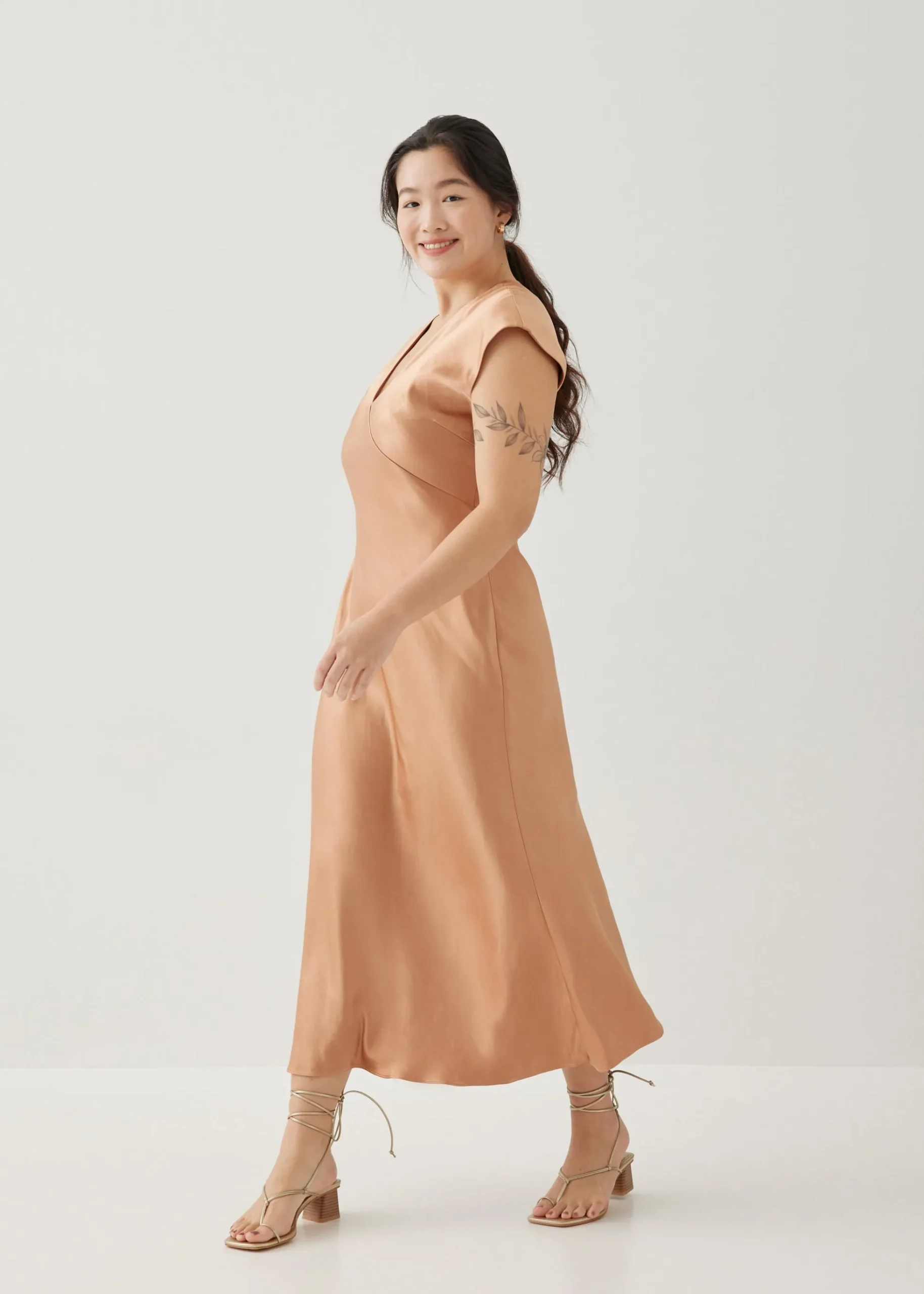Brenda Satin Bias Cut Midaxi Dress