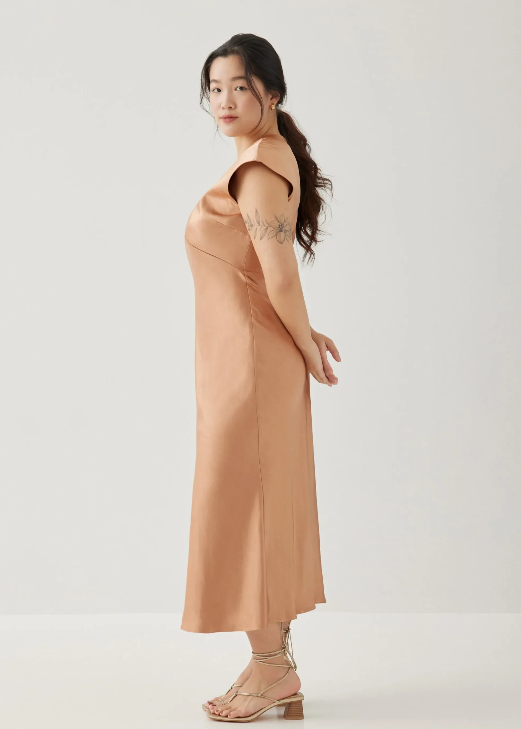 Brenda Satin Bias Cut Midaxi Dress