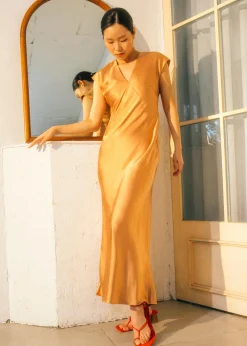 Brenda Satin Bias Cut Midaxi Dress