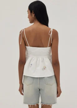 Brittany Embroidered Peplum Camisole in Humble Abode