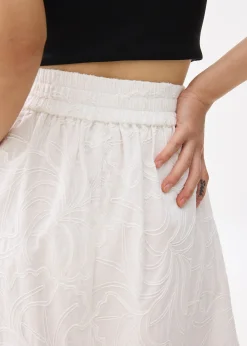 Broderie High Waist A-line Midi Skirt