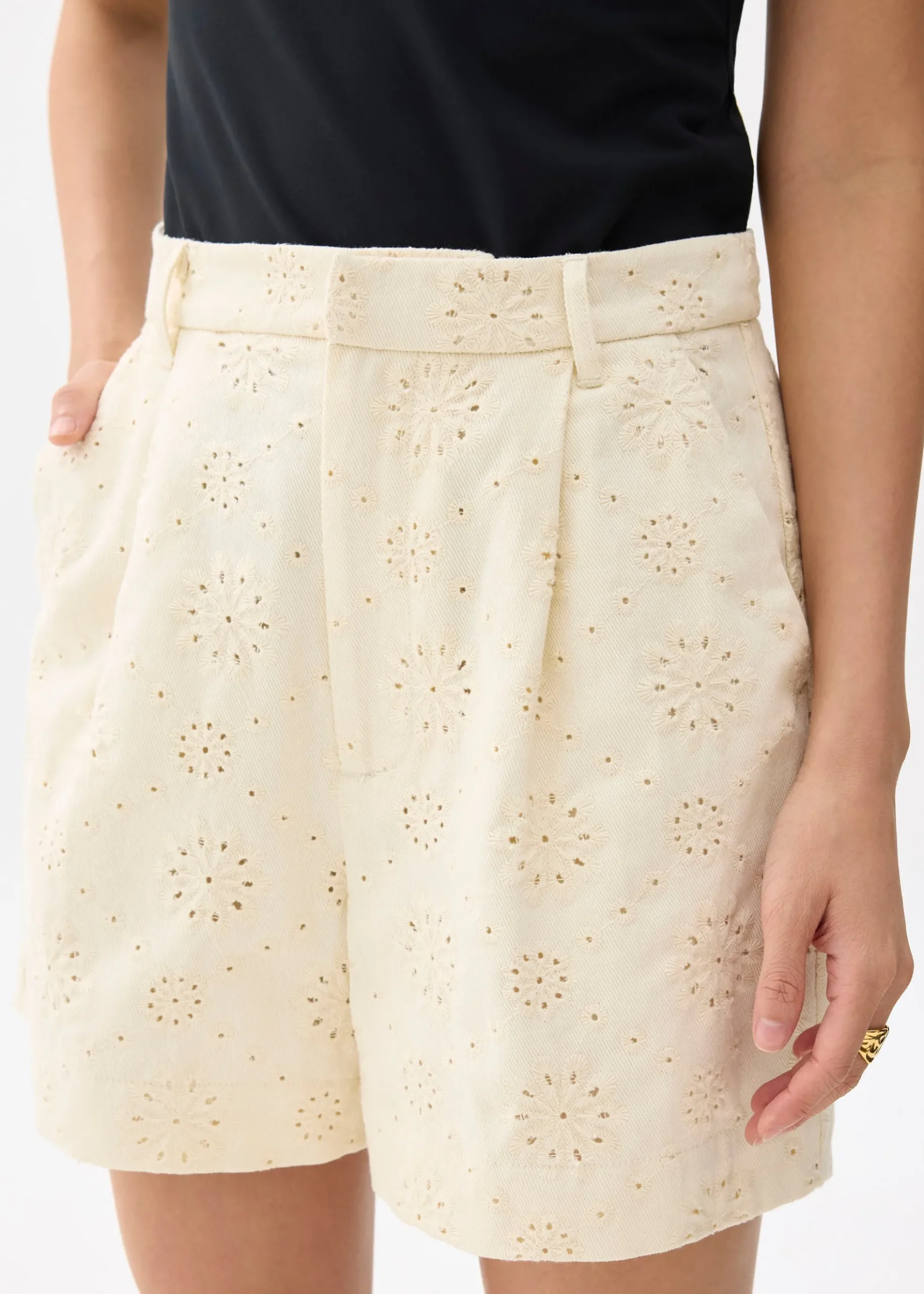 Broderie High Waist Tailored Shorts