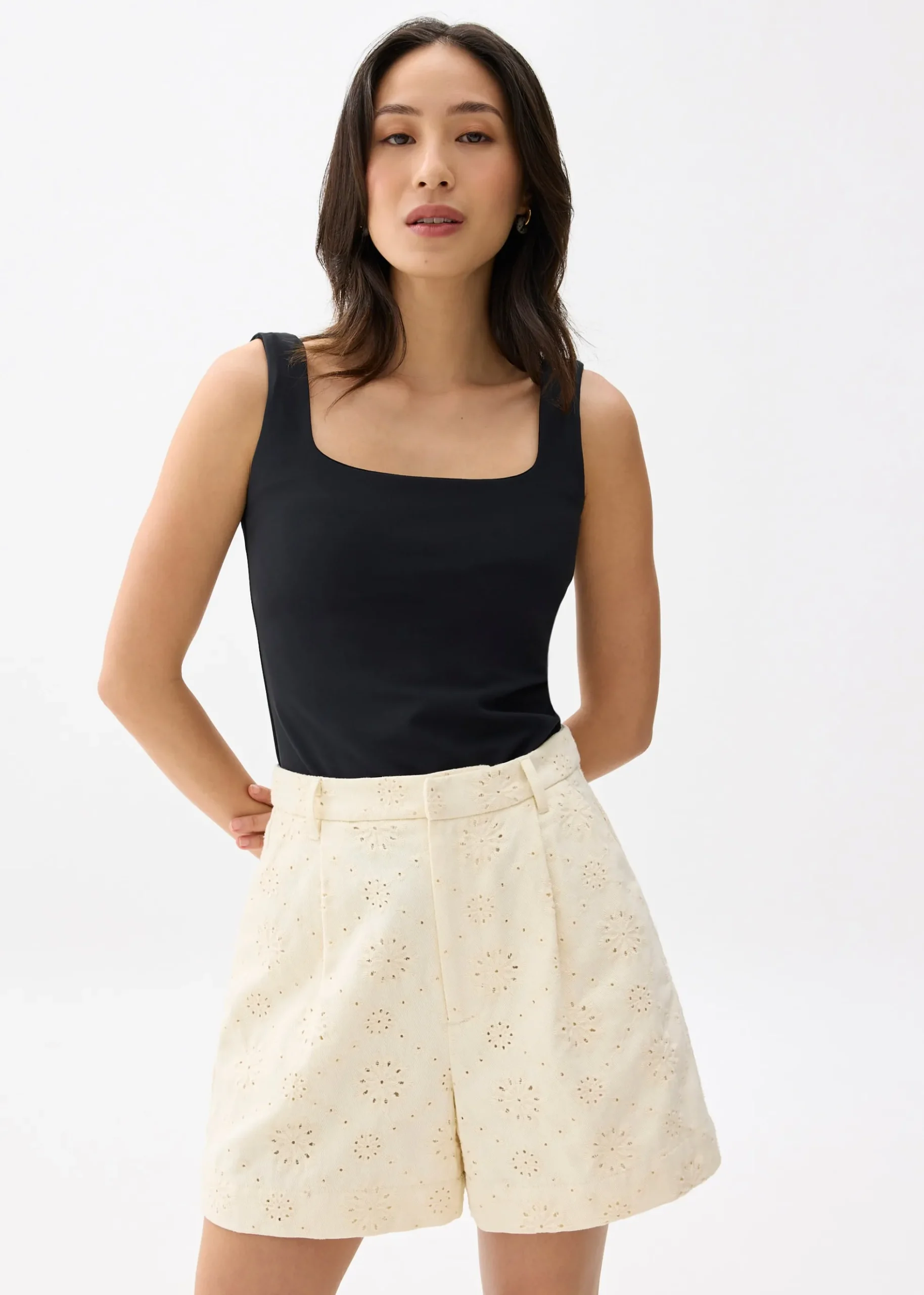 Broderie High Waist Tailored Shorts