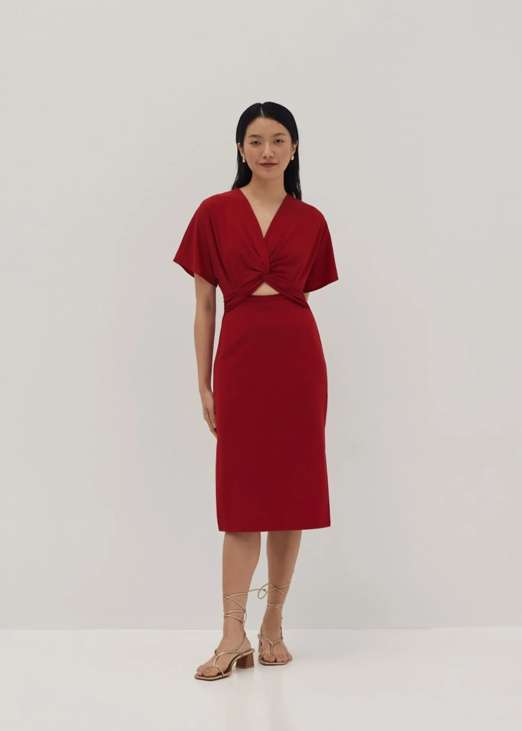 Bryna Twist Front Midi Dress