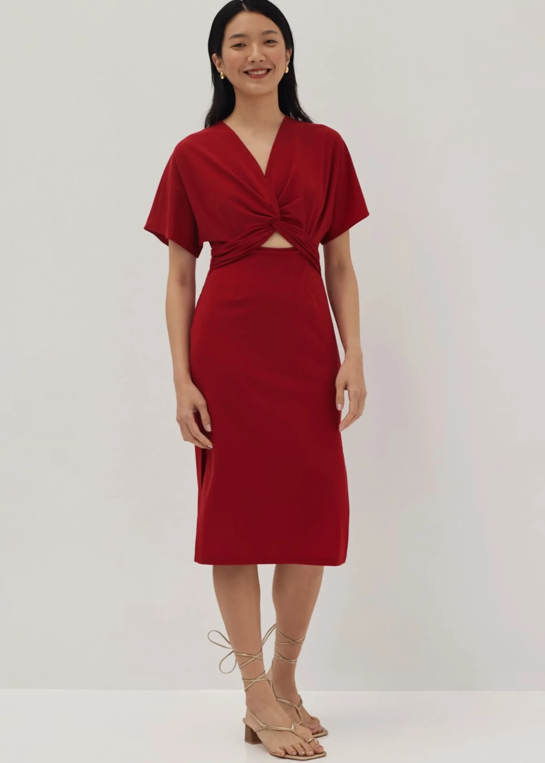 Bryna Twist Front Midi Dress