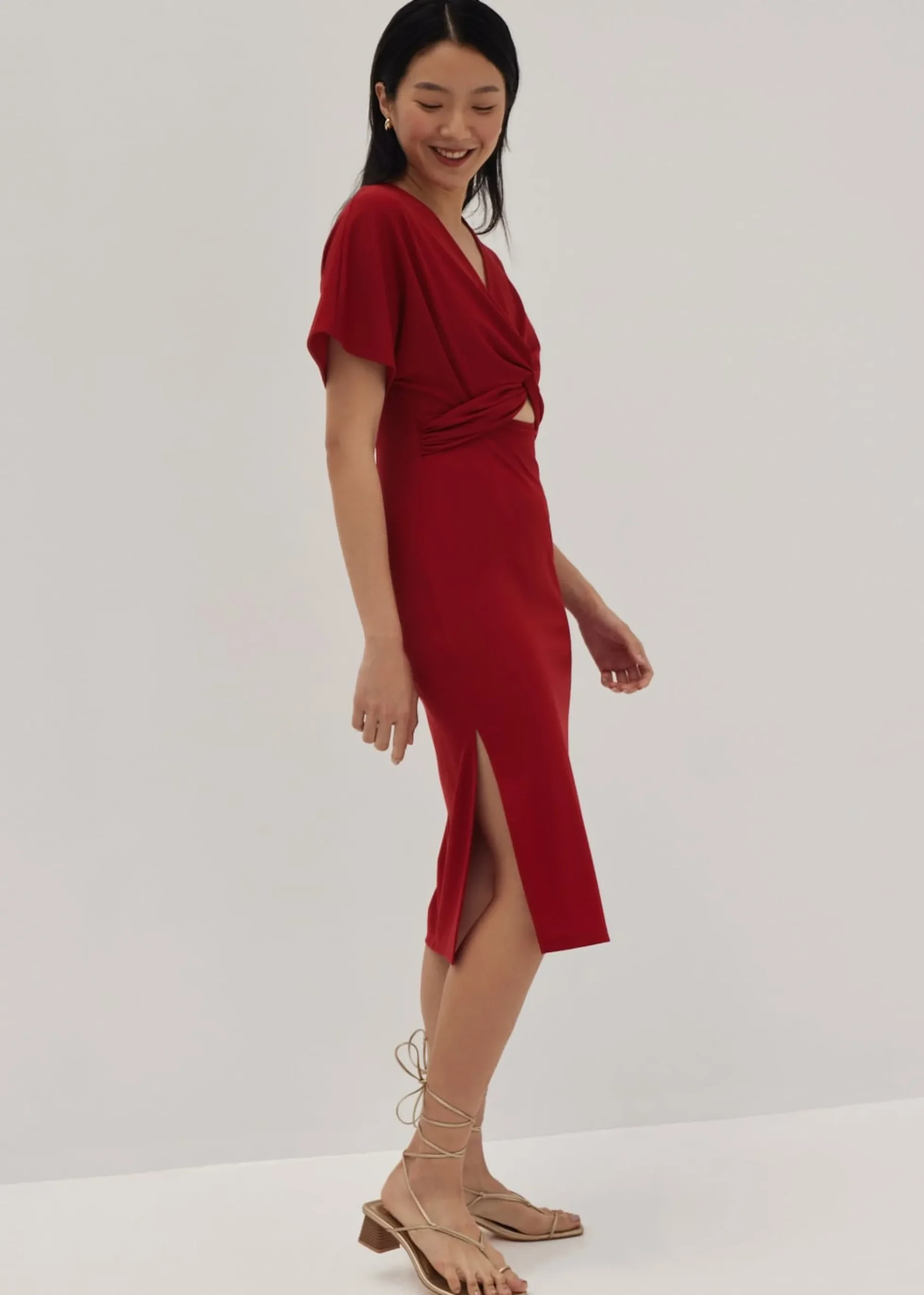 Bryna Twist Front Midi Dress