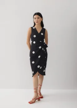 Calla Polka Dot Front Wrap Dress