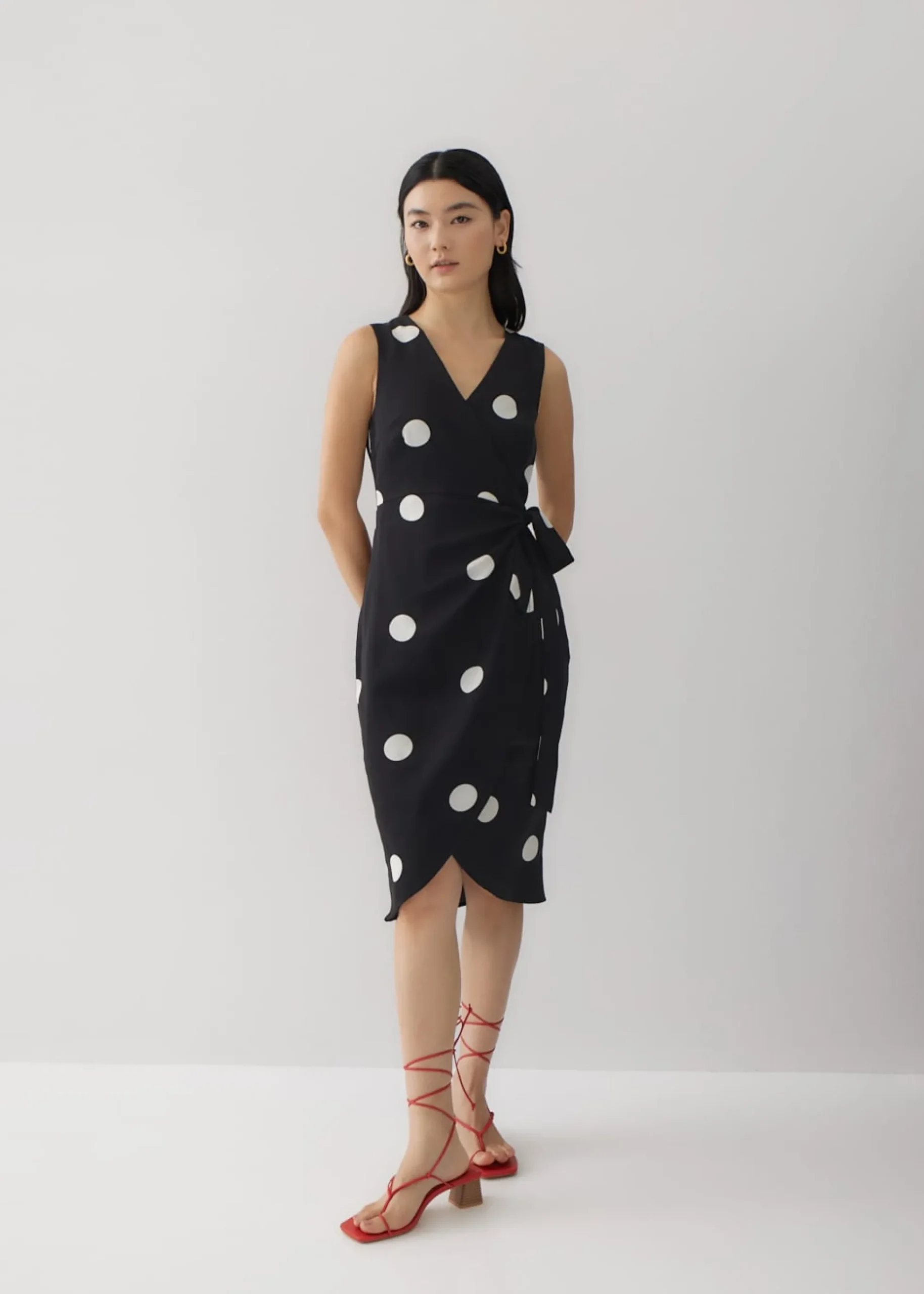 Calla Polka Dot Front Wrap Dress
